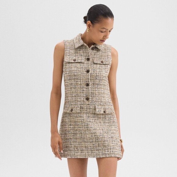 Theory Dresses & Skirts - Theory Tweed Sleeveless Military Minidress | NWT | Size 2